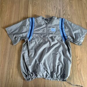 Nike Gray Pullover Windbreaker with Carolina Blue and Navy Stripes